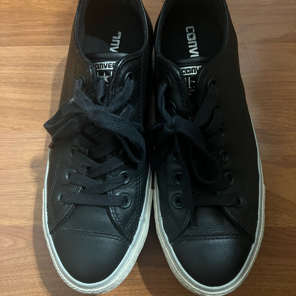 Converse Women’s Black Leather Sneakers